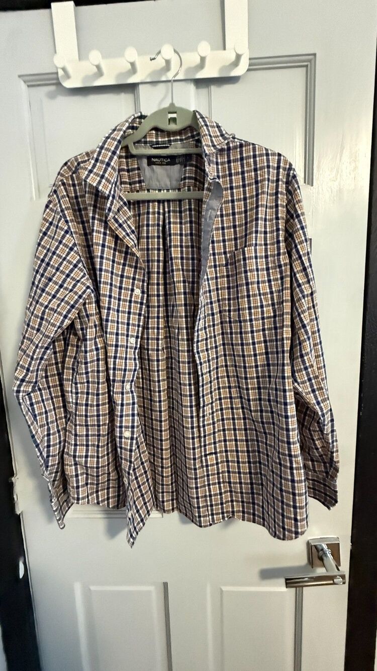 Nautica - L - Blue and Yellow Button Down